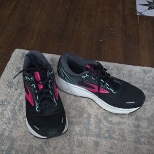 Brooks Women's Ghost 14 Black and Pink Athletic Shoes